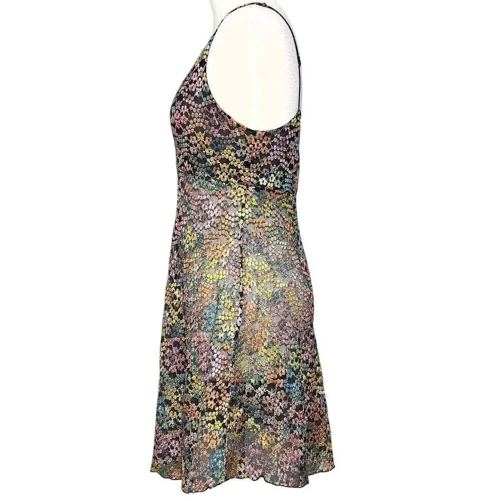 Free Prople Forget Me Not SZ L Floral Metallic Slip Dress - Picture 3 of 7
